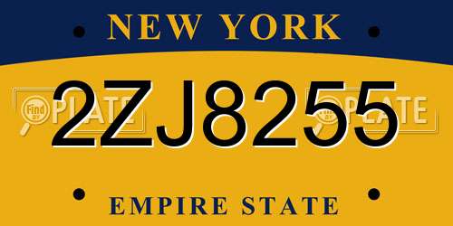 2ZJ8255 New York License Plate