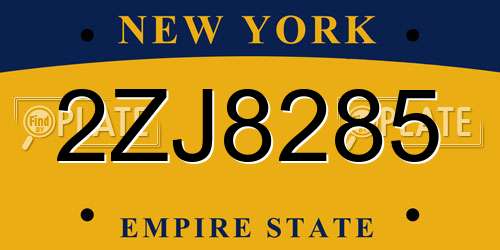 2ZJ8285 New York License Plate