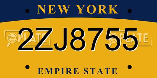 2ZJ8755 New York License Plate
