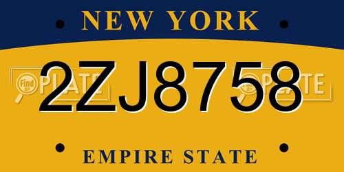 2ZJ8758 New York License Plate