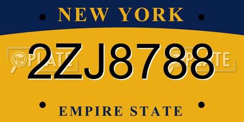 2ZJ8788 New York License Plate
