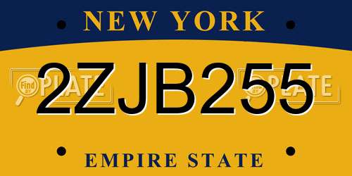 2ZJB255 New York License Plate