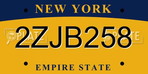 2ZJB258 New York License Plate