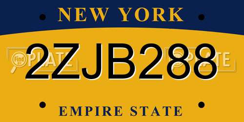 2ZJB288 New York License Plate