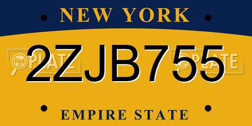 2ZJB755 New York License Plate
