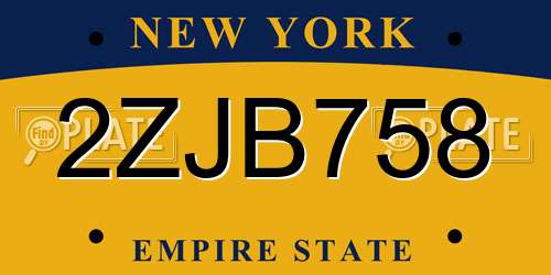 2ZJB758 New York License Plate