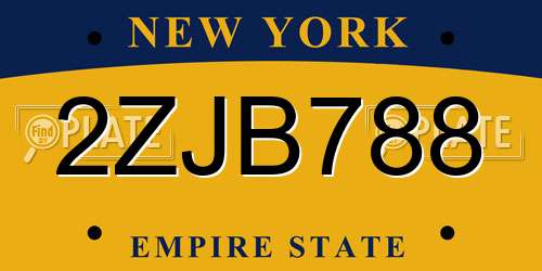2ZJB788 New York License Plate