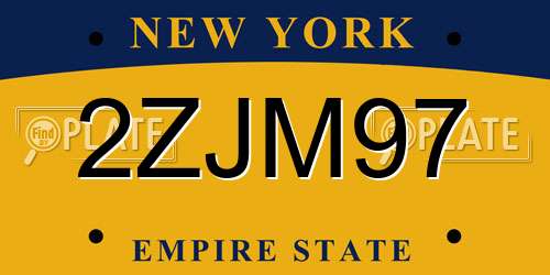 2ZJM97 New York License Plate
