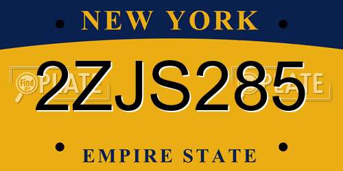 2ZJS285 New York License Plate