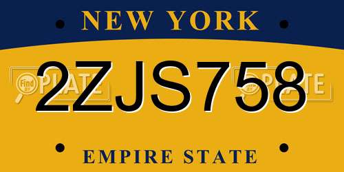 2ZJS758 New York License Plate