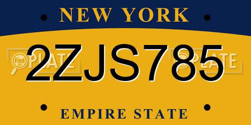 2ZJS785 New York License Plate