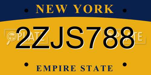 2ZJS788 New York License Plate