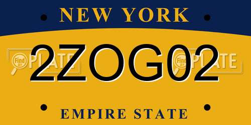 2ZOG02 New York License Plate