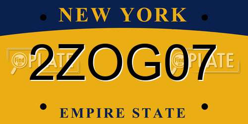 2ZOG07 New York License Plate