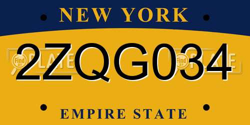 2ZQG034 New York License Plate