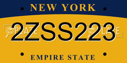 2ZSS223 New York License Plate