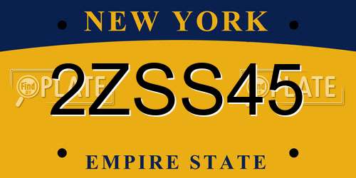 2ZSS45 New York License Plate
