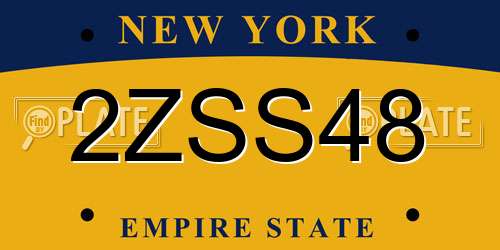 2ZSS48 New York License Plate