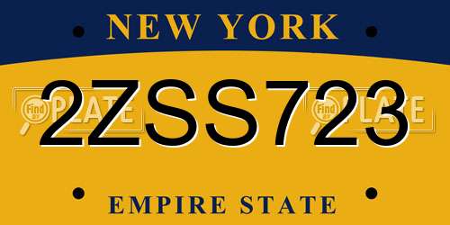 2ZSS723 New York License Plate