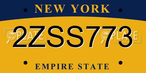 2ZSS773 New York License Plate