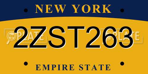 2ZST263 New York License Plate