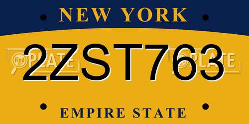 2ZST763 New York License Plate