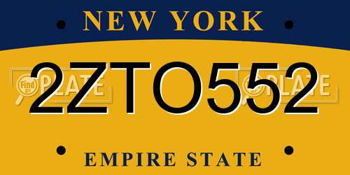 2ZTO552 New York License Plate