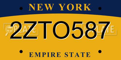 2ZTO587 New York License Plate