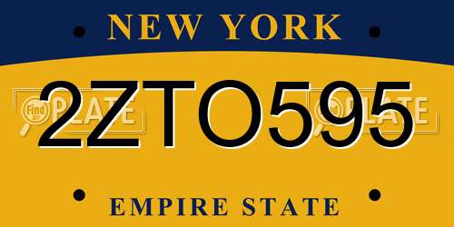 2ZTO595 New York License Plate