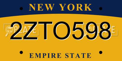2ZTO598 New York License Plate