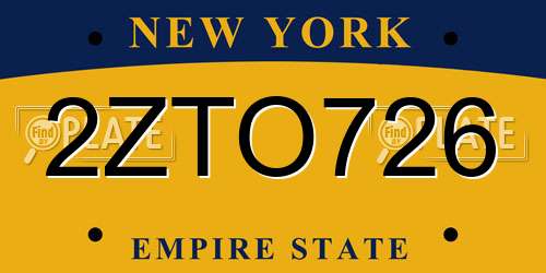 2ZTO726 New York License Plate
