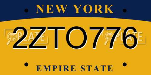 2ZTO776 New York License Plate