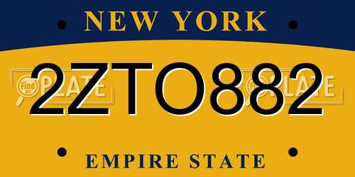 2ZTO882 New York License Plate