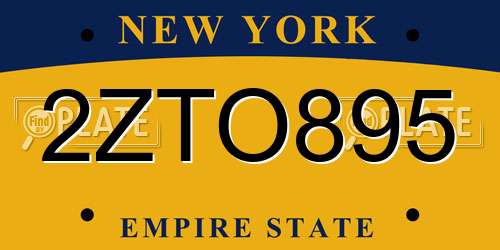2ZTO895 New York License Plate