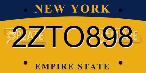 2ZTO898 New York License Plate