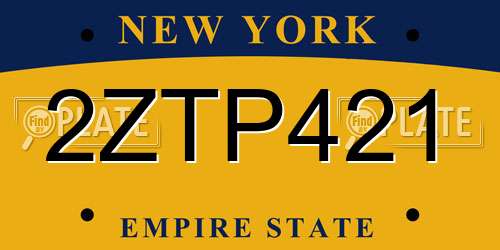 2ZTP421 New York License Plate