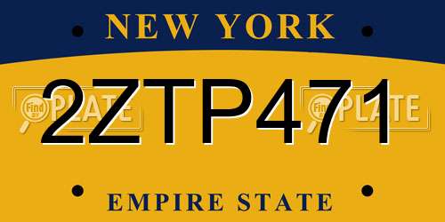 2ZTP471 New York License Plate
