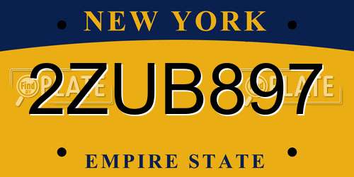 2ZUB897 New York License Plate