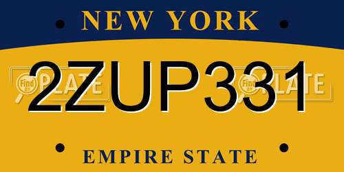 2ZUP331 New York License Plate