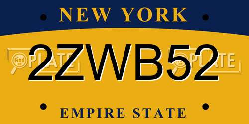 2ZWB52 New York License Plate