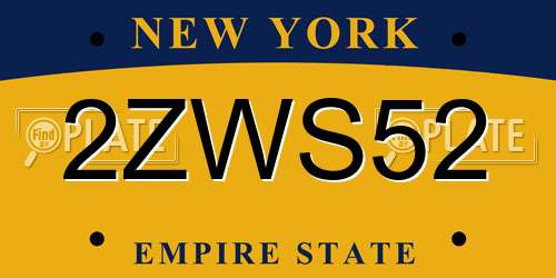 2ZWS52 New York License Plate