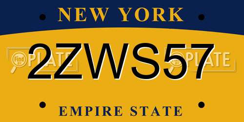 2ZWS57 New York License Plate