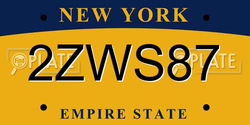 2ZWS87 New York License Plate