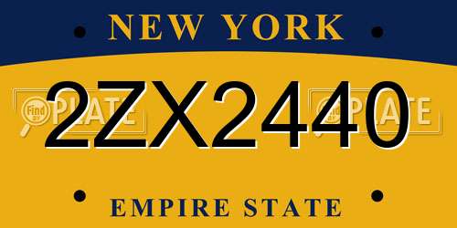 2ZX2440 New York License Plate
