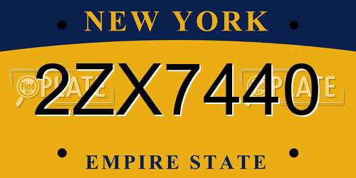 2ZX7440 New York License Plate