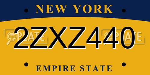 2ZXZ440 New York License Plate