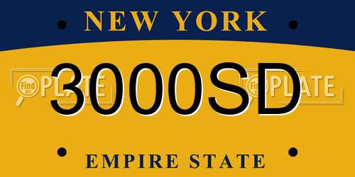 3000SD New York License Plate