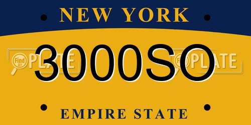 3000SO New York License Plate