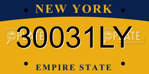 30031LY New York License Plate