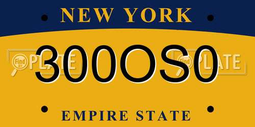 300OS0 New York License Plate